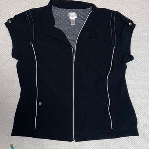 Lemon Grass Black Zip-Front Short Sleeve Jacket